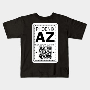 New Vintage Travel Location Qr Phoenix AZ Kids T-Shirt